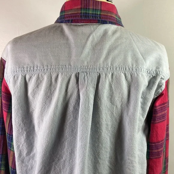 Casey & Max Top Women Size M Embroidered Top w Flannel Sleeves & Collar - Picture 5 of 8